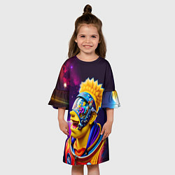 Платье клеш для девочки Bart Simpson in space - neural network, цвет: 3D-принт — фото 2