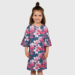 Платье клеш для девочки Паттерн сакура, цвет: 3D-принт — фото 2