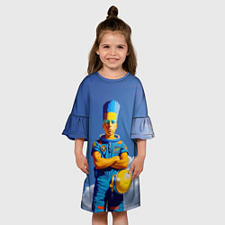 Платье клеш для девочки Барт Симпсон - космический мальчик - нейросеть, цвет: 3D-принт — фото 2