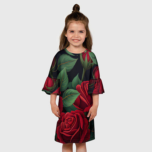 Детское платье Много красных роз / 3D-принт – фото 3