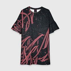 Платье клеш для девочки Бордовое граффити, цвет: 3D-принт