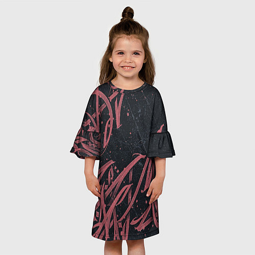 Детское платье Бордовое граффити / 3D-принт – фото 3