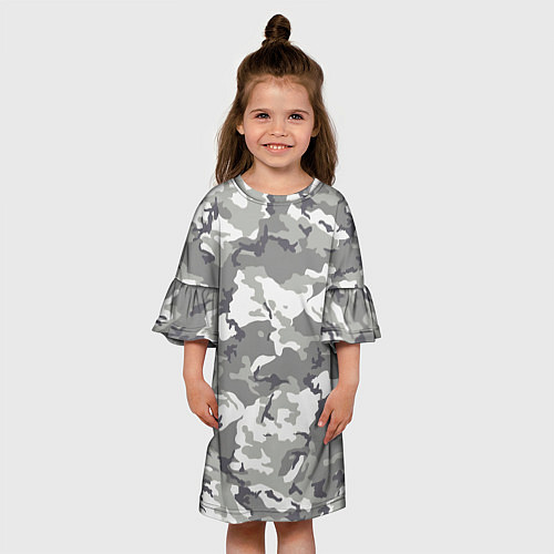 Детское платье Снежный камуфляж / 3D-принт – фото 3