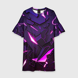 Платье клеш для девочки Неоновые абстрактные электрические плиты, цвет: 3D-принт