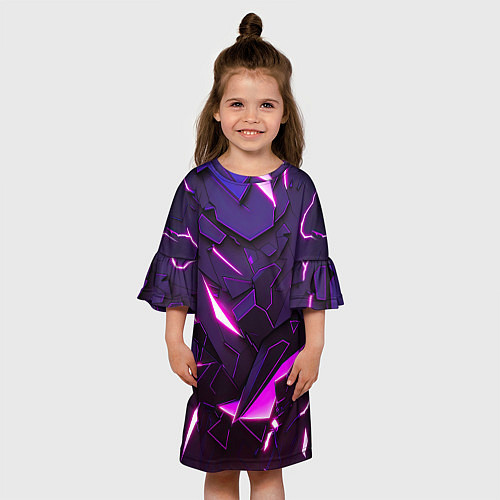 Детское платье Неоновые абстрактные электрические плиты / 3D-принт – фото 3