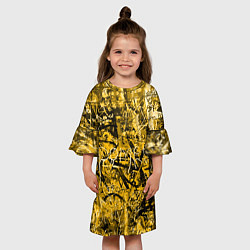 Платье клеш для девочки Желтый хаос, цвет: 3D-принт — фото 2