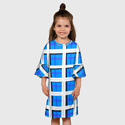 Платье клеш для девочки Синяя клетка, цвет: 3D-принт — фото 2
