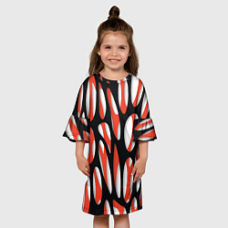 Платье клеш для девочки Красные и черные сетчатые прожилки, цвет: 3D-принт — фото 2