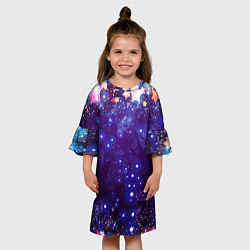 Платье клеш для девочки Звездочки - космическое небо, цвет: 3D-принт — фото 2