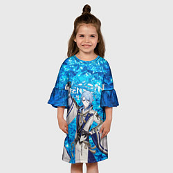 Платье клеш для девочки Аято на фоне воды, цвет: 3D-принт — фото 2