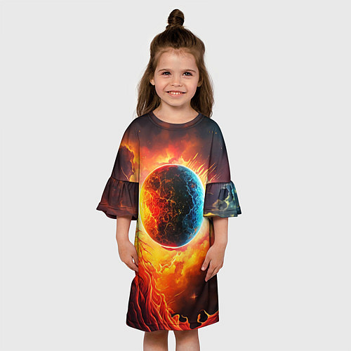 Детское платье Планета в огненном космосе / 3D-принт – фото 3
