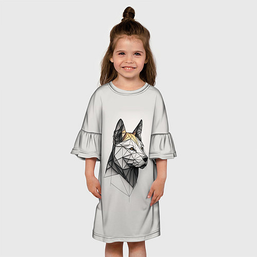 Детское платье Стилизованный пёс в геометрическом стиле / 3D-принт – фото 3