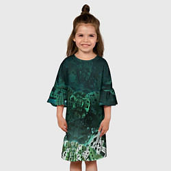 Платье клеш для девочки Техно-металлическая конструкция, цвет: 3D-принт — фото 2