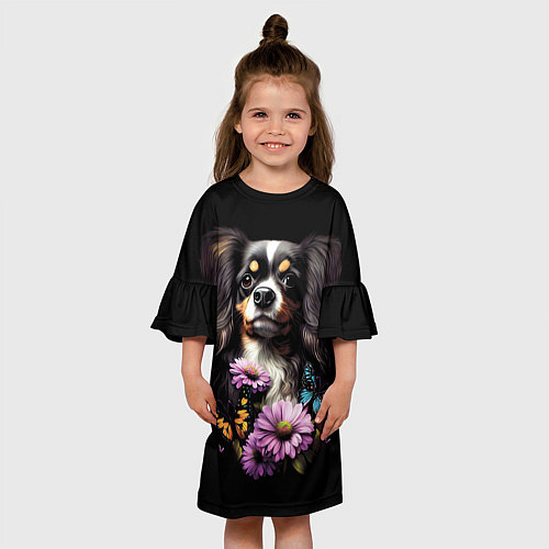 Детское платье Кавалер Кинг Чарльз спаниель - черный / 3D-принт – фото 3