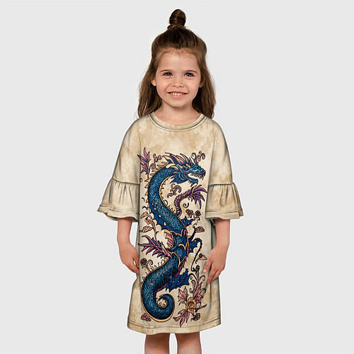 Детское платье Irezumi японский дракон-змей / 3D-принт – фото 3