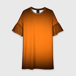 Платье клеш для девочки Кислотный оранжевый с градиентом, цвет: 3D-принт