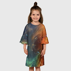 Платье клеш для девочки Космический снегопад, цвет: 3D-принт — фото 2