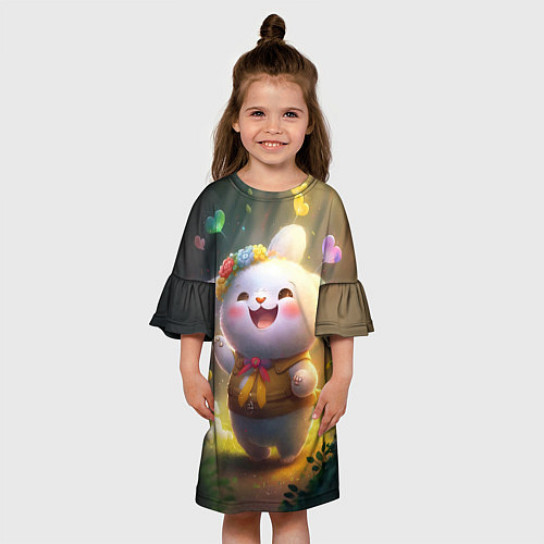 Детское платье Счастливый мультяшный заяц / 3D-принт – фото 3