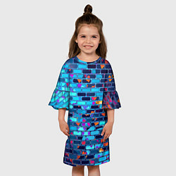 Платье клеш для девочки Кирпичные сердца, цвет: 3D-принт — фото 2
