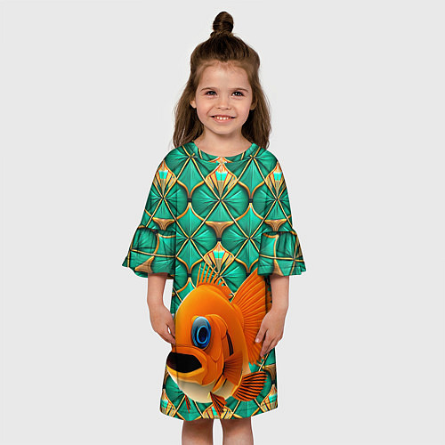 Детское платье Сказочная золотая рыбка / 3D-принт – фото 3