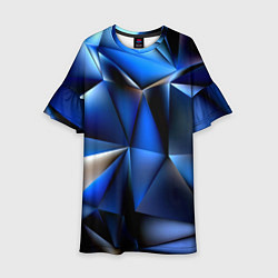 Платье клеш для девочки Polygon blue abstract, цвет: 3D-принт