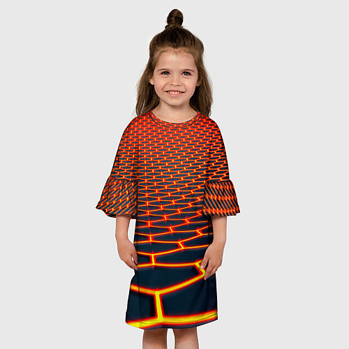 Детское платье Honeycomb yellow cyber / 3D-принт – фото 3