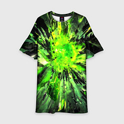 Платье клеш для девочки Fractal green explosion, цвет: 3D-принт