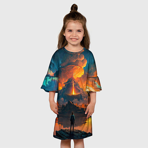 Детское платье Вулкан на закате / 3D-принт – фото 3