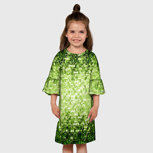 Детское платье Геометрическое зелёное искажение в пространстве / 3D-принт – фото 3