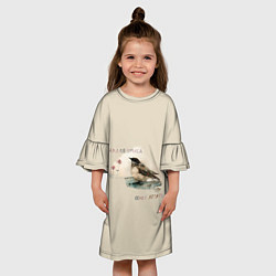 Платье клеш для девочки Каждая птица хочет летать - масло, цвет: 3D-принт — фото 2