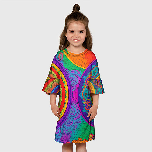 Детское платье Красочные этнические орнаменты / 3D-принт – фото 3