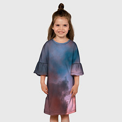 Платье клеш для девочки Сплетение двух космических сияний, цвет: 3D-принт — фото 2