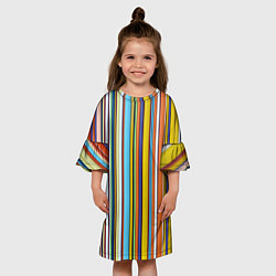 Платье клеш для девочки Абстрактное множество разноцветных листов, цвет: 3D-принт — фото 2