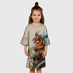 Платье клеш для девочки Japan dragon - irezumi, цвет: 3D-принт — фото 2