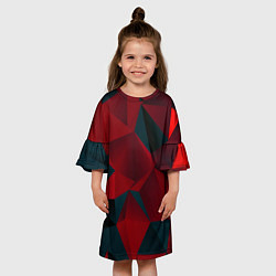 Платье клеш для девочки Битва кубов красный и черный, цвет: 3D-принт — фото 2