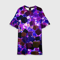Платье клеш для девочки Разноцветные воздушные кубики, цвет: 3D-принт