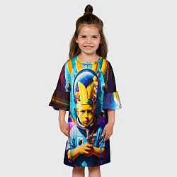 Платье клеш для девочки Барт Симпсон в космосе - фантазия, цвет: 3D-принт — фото 2