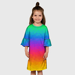 Платье клеш для девочки Радужный цвет полигонов, цвет: 3D-принт — фото 2
