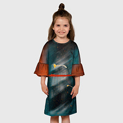 Платье клеш для девочки Расплывчатые силуэты и краски, цвет: 3D-принт — фото 2