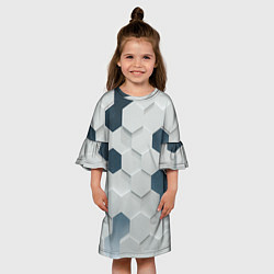 Платье клеш для девочки Геометрические шестиугольники, цвет: 3D-принт — фото 2