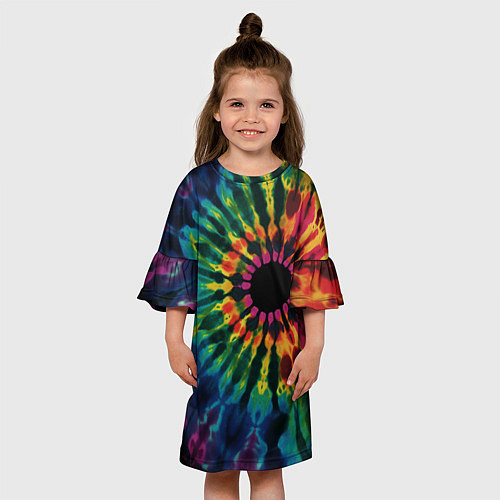 Детское платье Радужный тай дай на темном фоне: арт нейросети / 3D-принт – фото 3