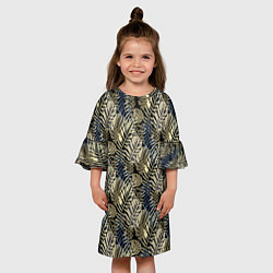 Платье клеш для девочки Оливковый тропический узор, цвет: 3D-принт — фото 2
