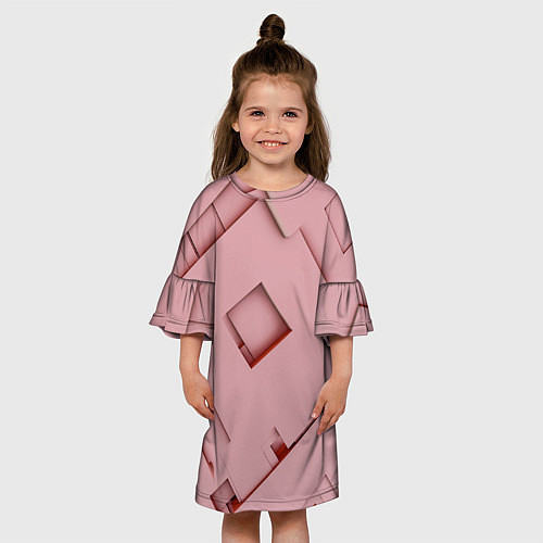 Детское платье Розовые абстрактные перемешанные фигуры / 3D-принт – фото 3