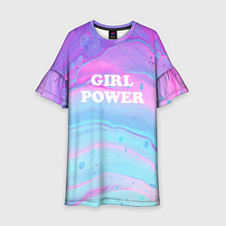 Платье клеш для девочки Girl power fluid art, цвет: 3D-принт