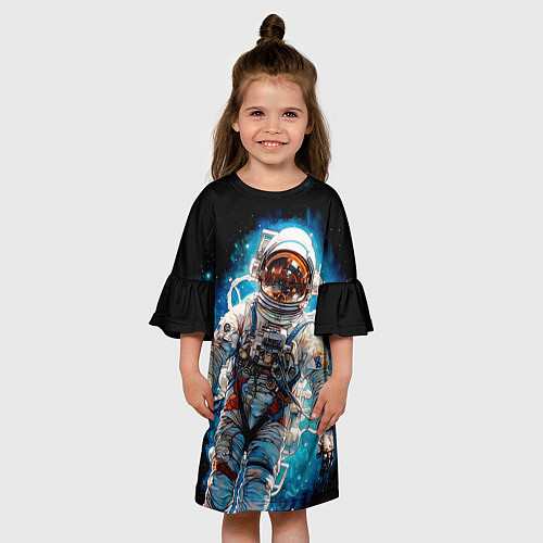 Детское платье Космонавт в голубой дымке / 3D-принт – фото 3