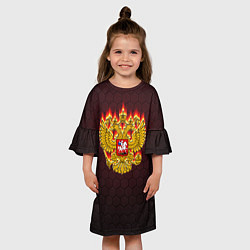 Платье клеш для девочки Пылающий герб РФ, цвет: 3D-принт — фото 2
