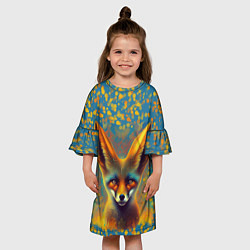 Платье клеш для девочки Ушастый лис, цвет: 3D-принт — фото 2
