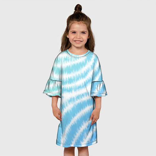 Детское платье Тай-дай голубой с зеленым / 3D-принт – фото 3