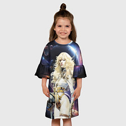 Платье клеш для девочки Космическая блондинка, цвет: 3D-принт — фото 2
