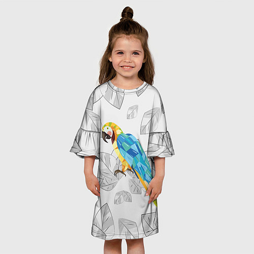 Детское платье Попугай на сером фоне / 3D-принт – фото 3